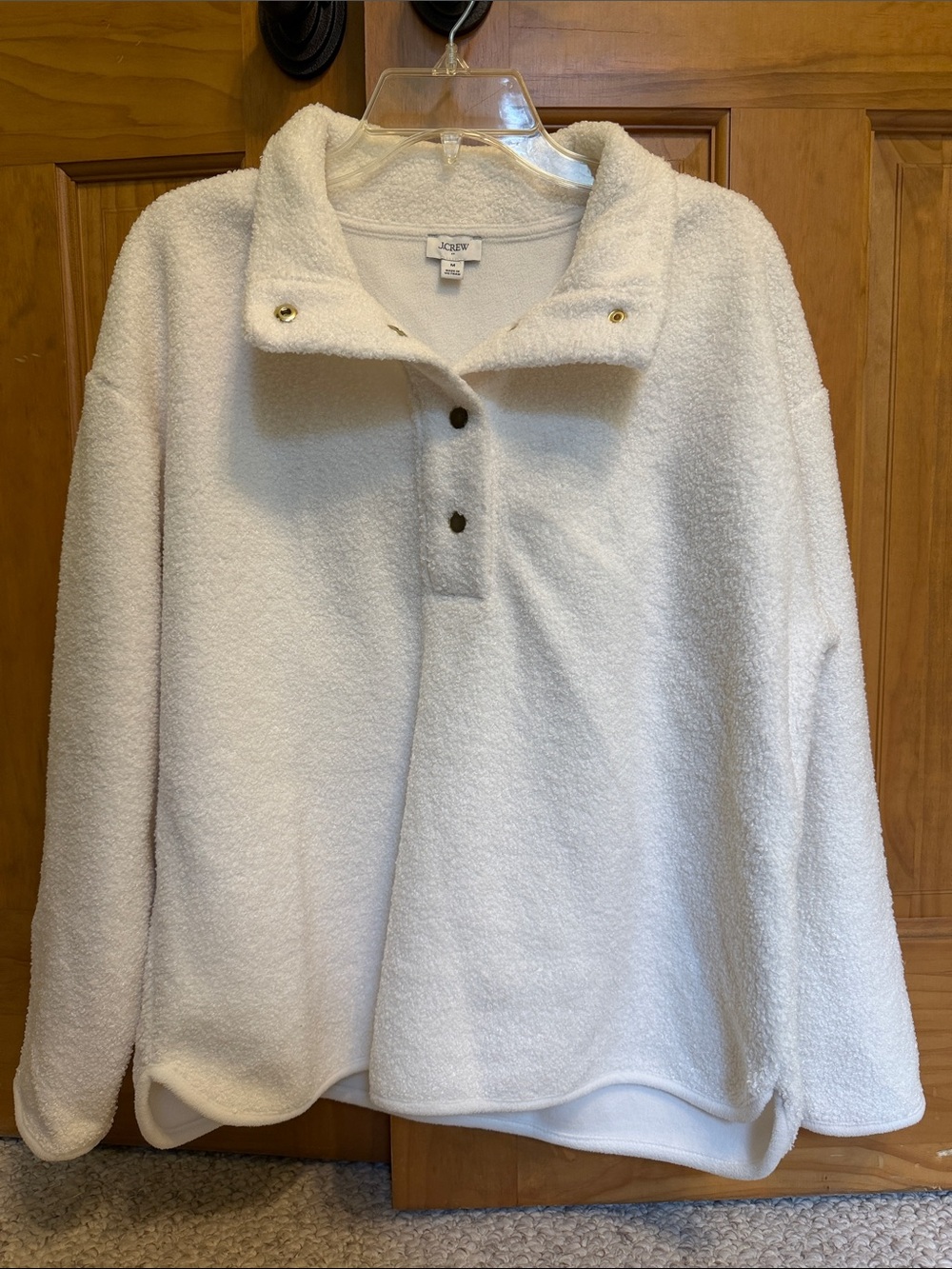 J. Crew Cream Sherpa Snap-Front Pullover